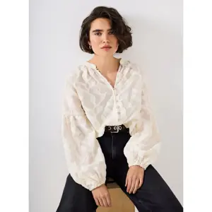 Mint Velvet Cream Floral Jacquard Blouse